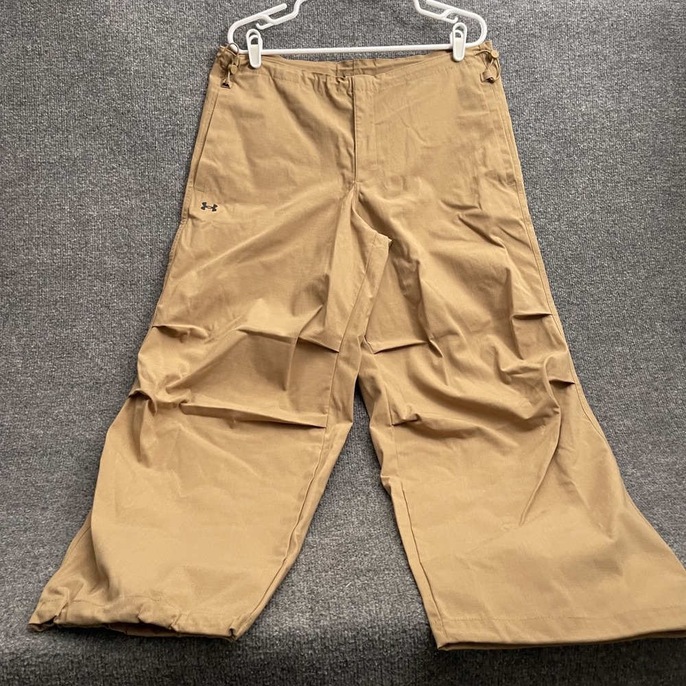 Under Armour Sport Utility Woven Pants Mens Sz S Tan Cinch Waist Hem